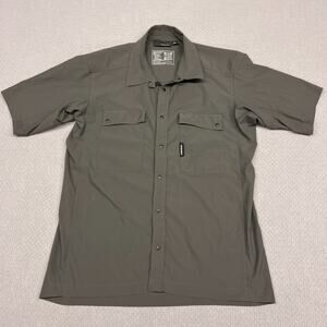 Truewerk SS Cloud Shirt Mens Medium Gray Short Sleeve Performance Snap Fishing